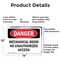 Signmission Mechanical Room No Unauthorized Access Danger Sign, Aluminum, 14in W x 10in L, 2PK OS-2PACK-DS-A-1014-L-1675 - alternate 4